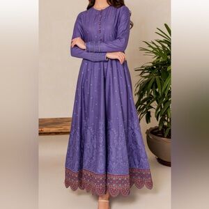 Chic Long Sleeve Purple Dress Pakistani Dress
